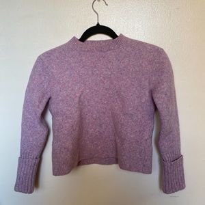 Club Monaco Women’s Cropped Lilac Purple Marled Sweater Thick Italian Yarn